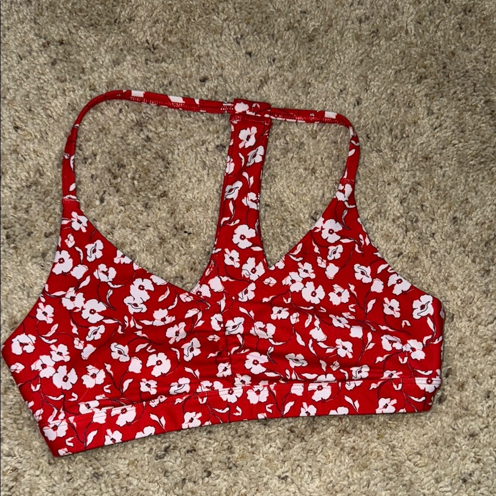 Floral Red Sports Bra